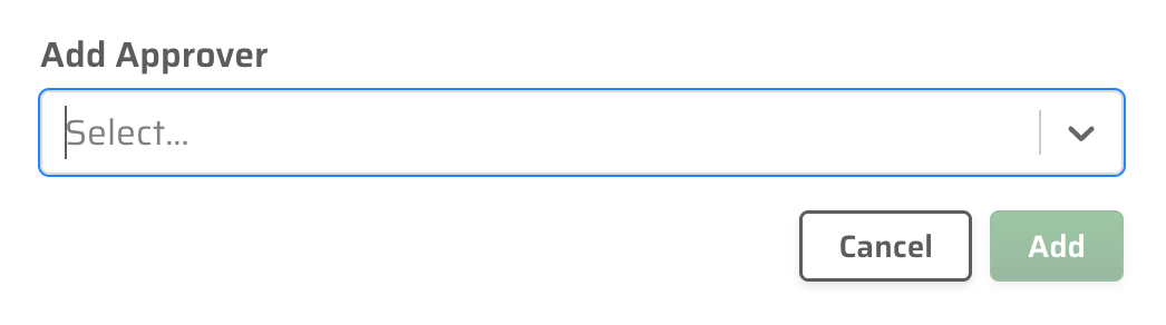 The Add Approver modal, showing a search field where users can type to find and add approvers from the CPF system.