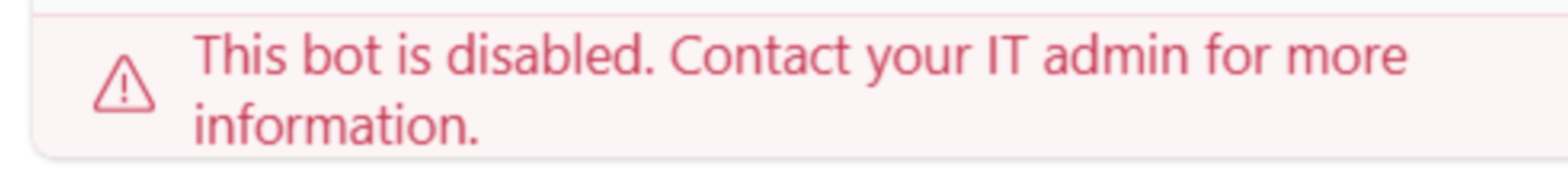 MS Teams error message stating that the Sonrai bot is disabled, due to insufficient permission policies granted for the Sonrai App.